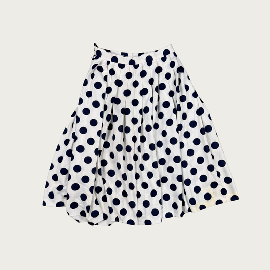 (25") 60s/70s Navy/White Polka Dot Midi Skirt