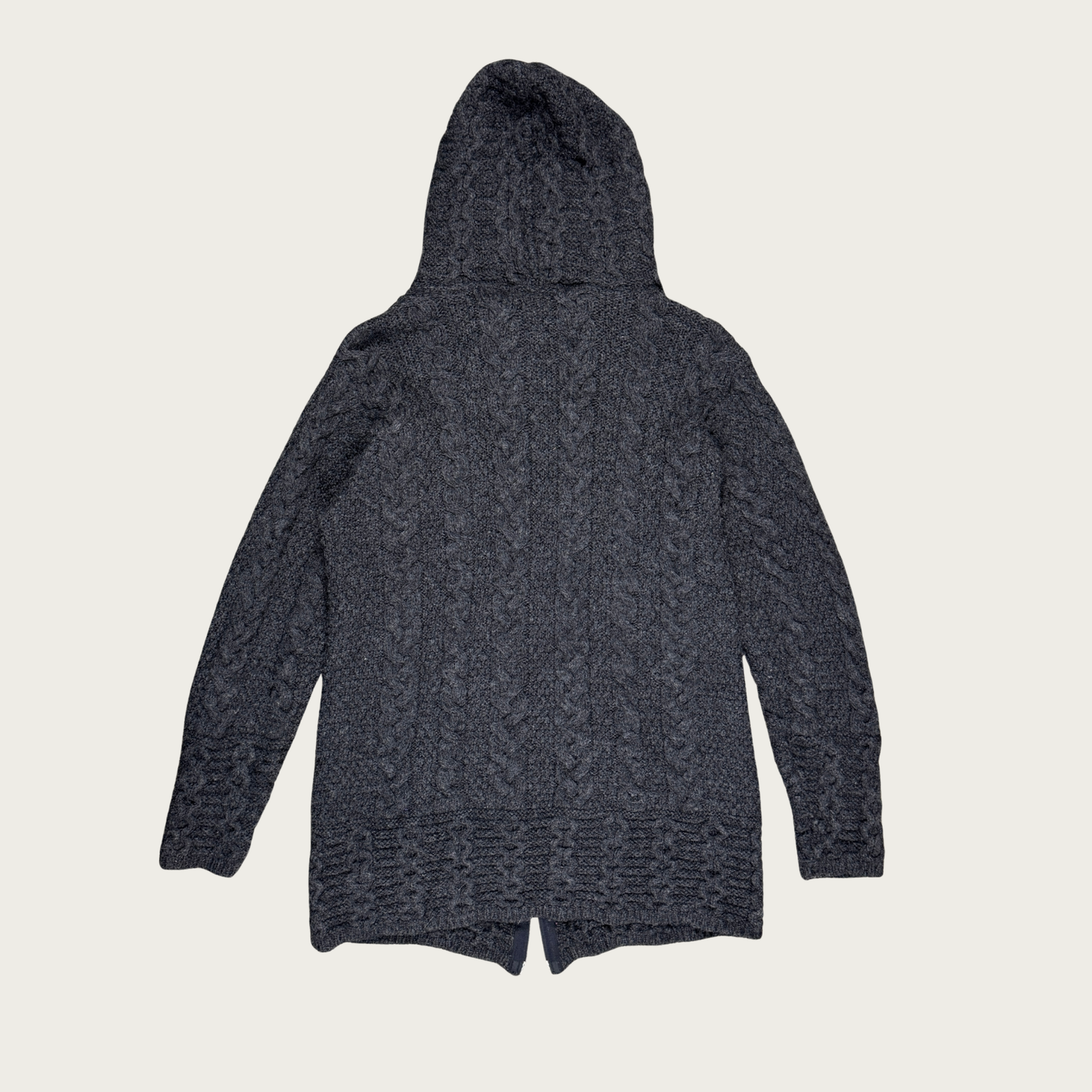 (S) Dark Gray Wool Double Zip Cardigan