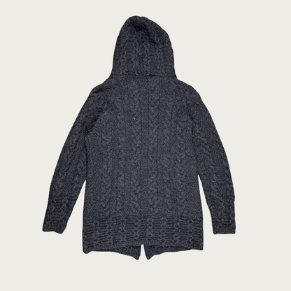 (S) Dark Gray Wool Double Zip Cardigan