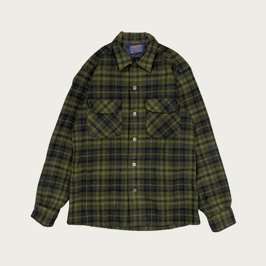 (S) Woolrich Green Plaid Wool Flannel