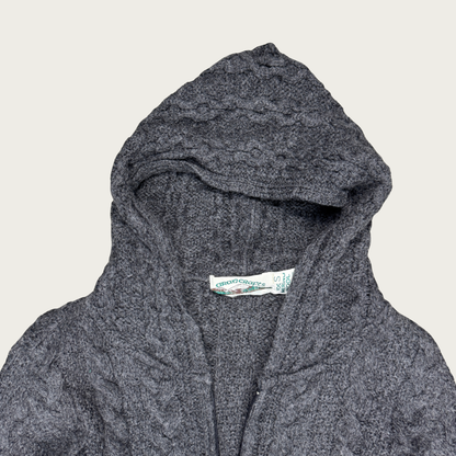 (S) Dark Gray Wool Double Zip Cardigan