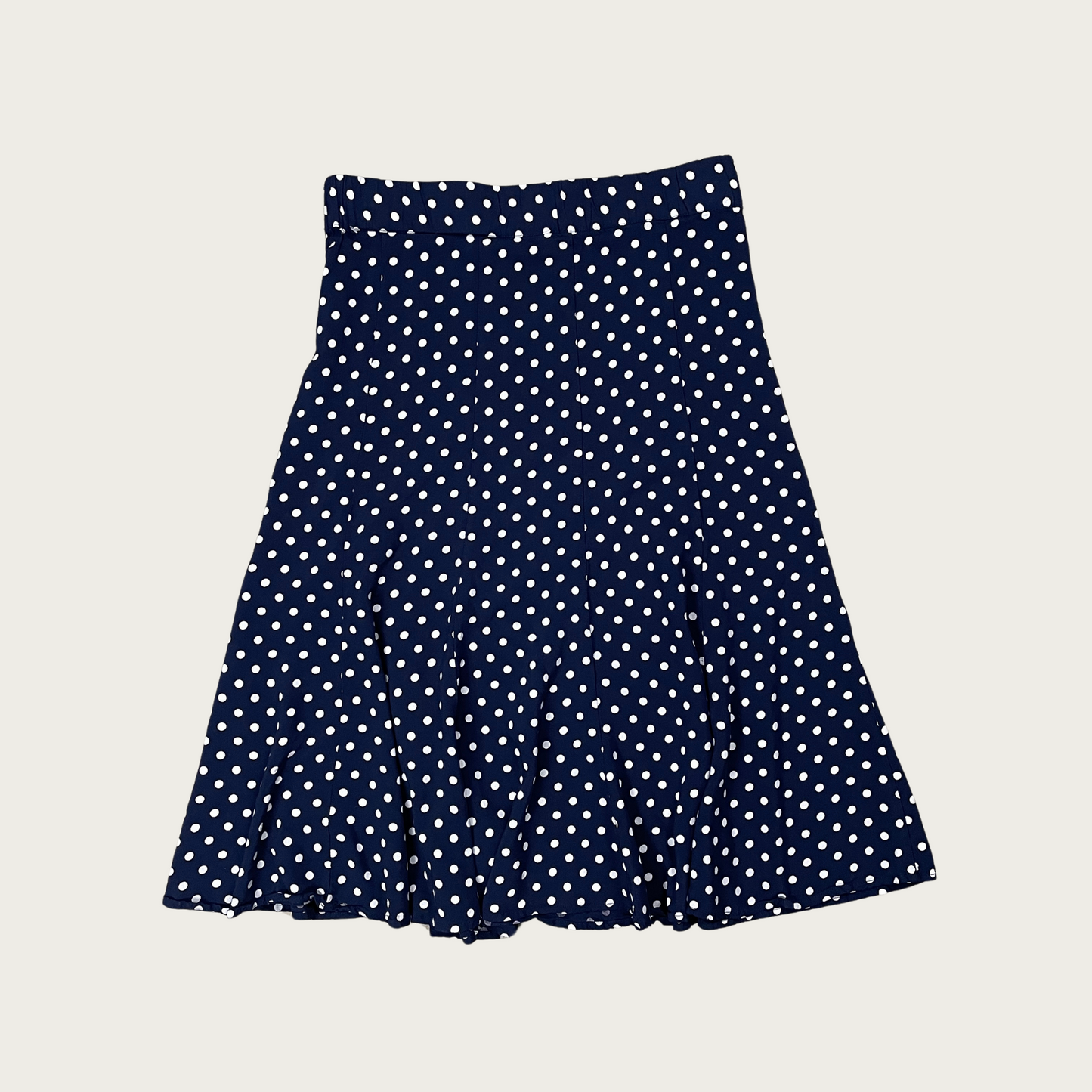 (S/M) Navy Blue and White Polka Dot Midi Skirt