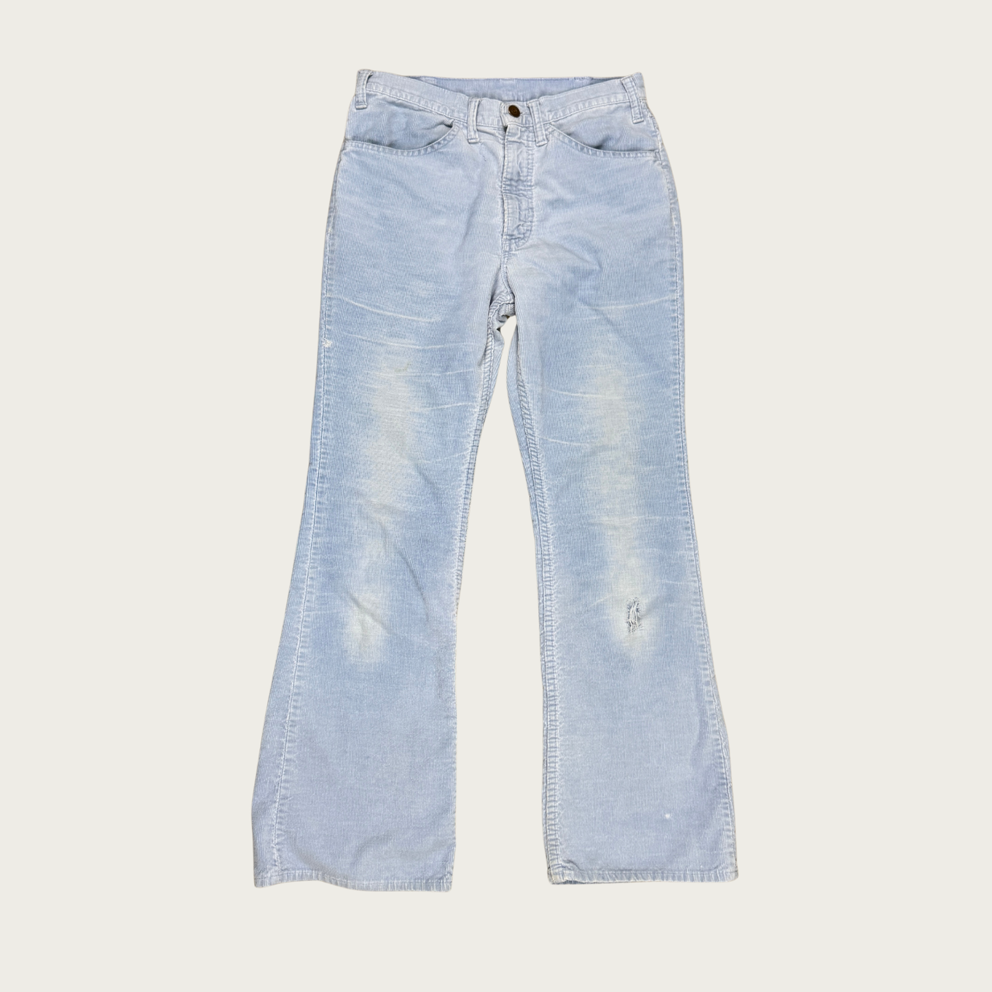 (30") 70s Light Blue Faded Corduroy Bootcut Flares