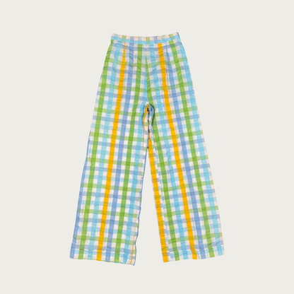 (25") 70s Pastel Plaid Bell Bottoms
