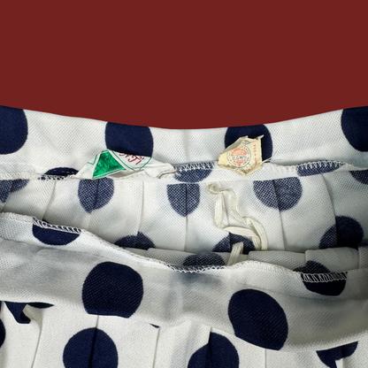 (25") 60s/70s Navy/White Polka Dot Midi Skirt
