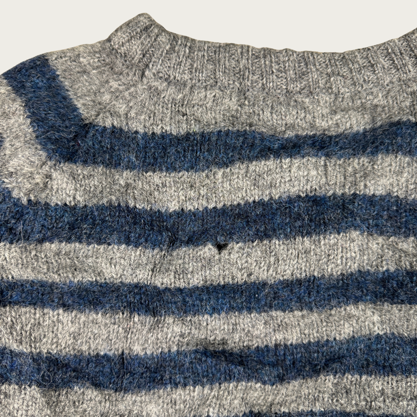(M) Navy/Burgundy Striped Wool Sweater
