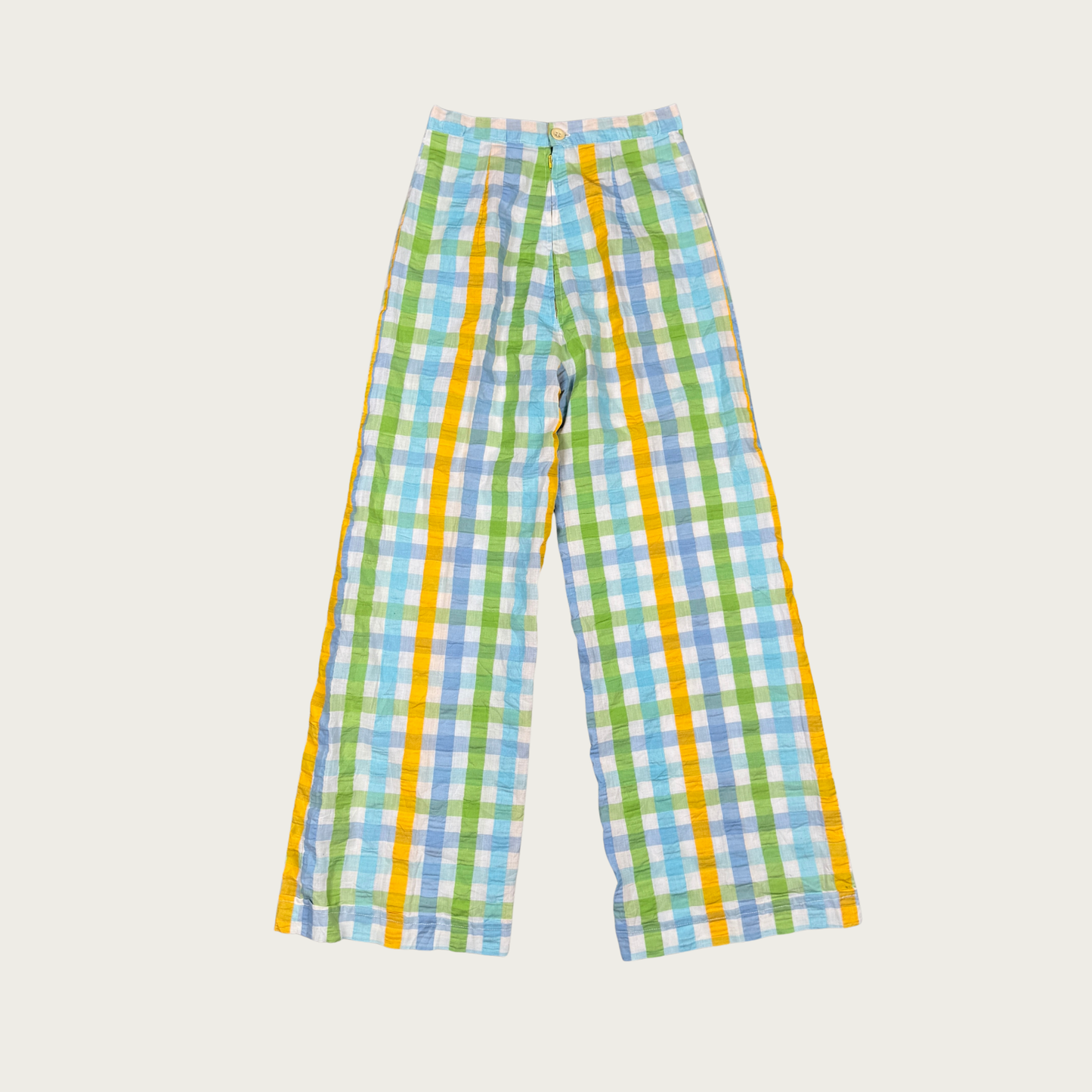 (25") 70s Pastel Plaid Bell Bottoms