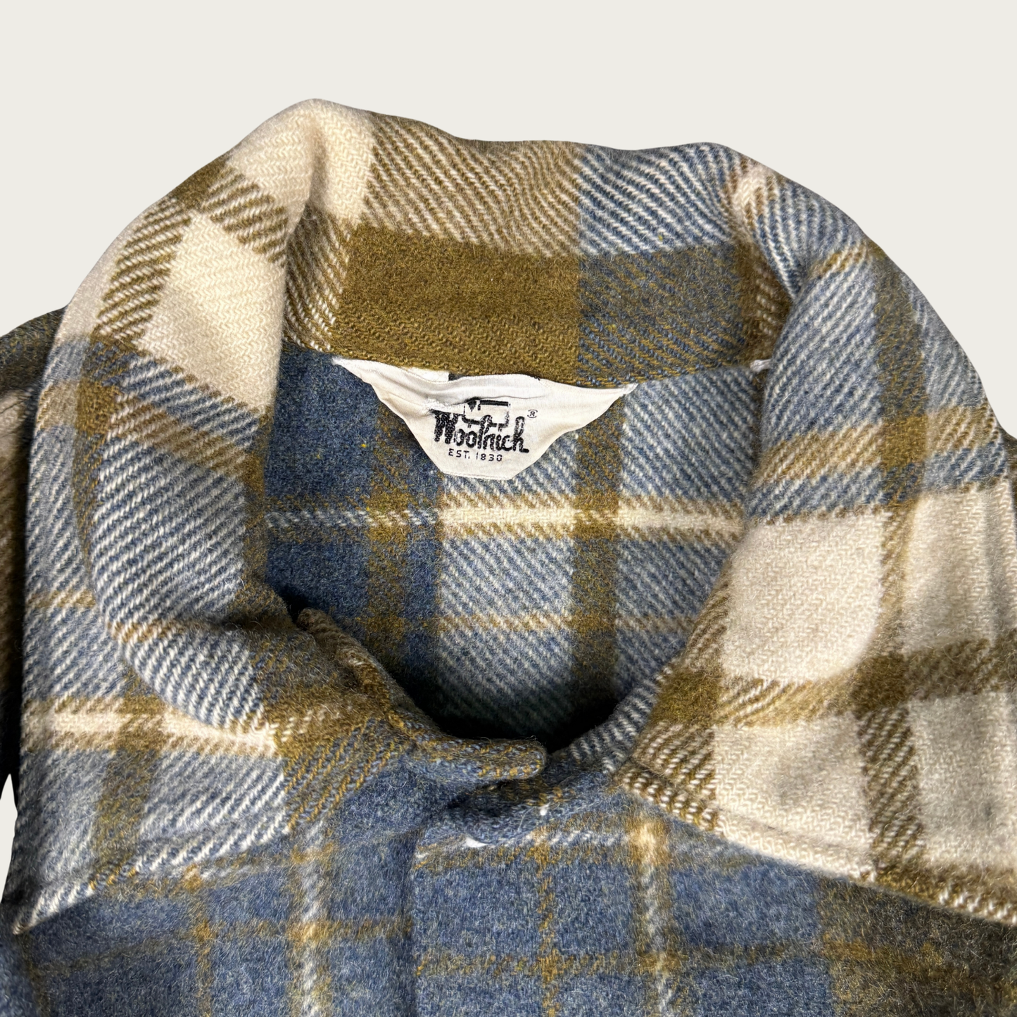 (L) 70s/80s Woolrich Blue/Beige Plaid Shirt Jacket