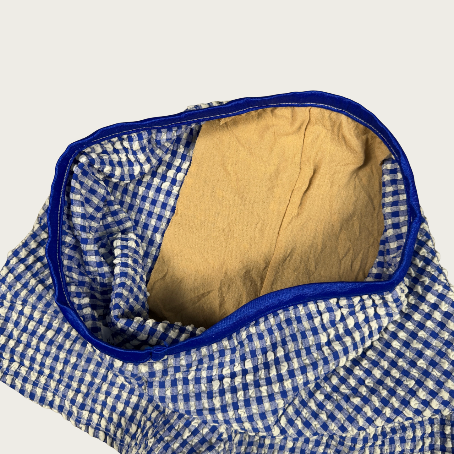 (S/M) 70s/80s Micro Mini Blue Gingham Shorts