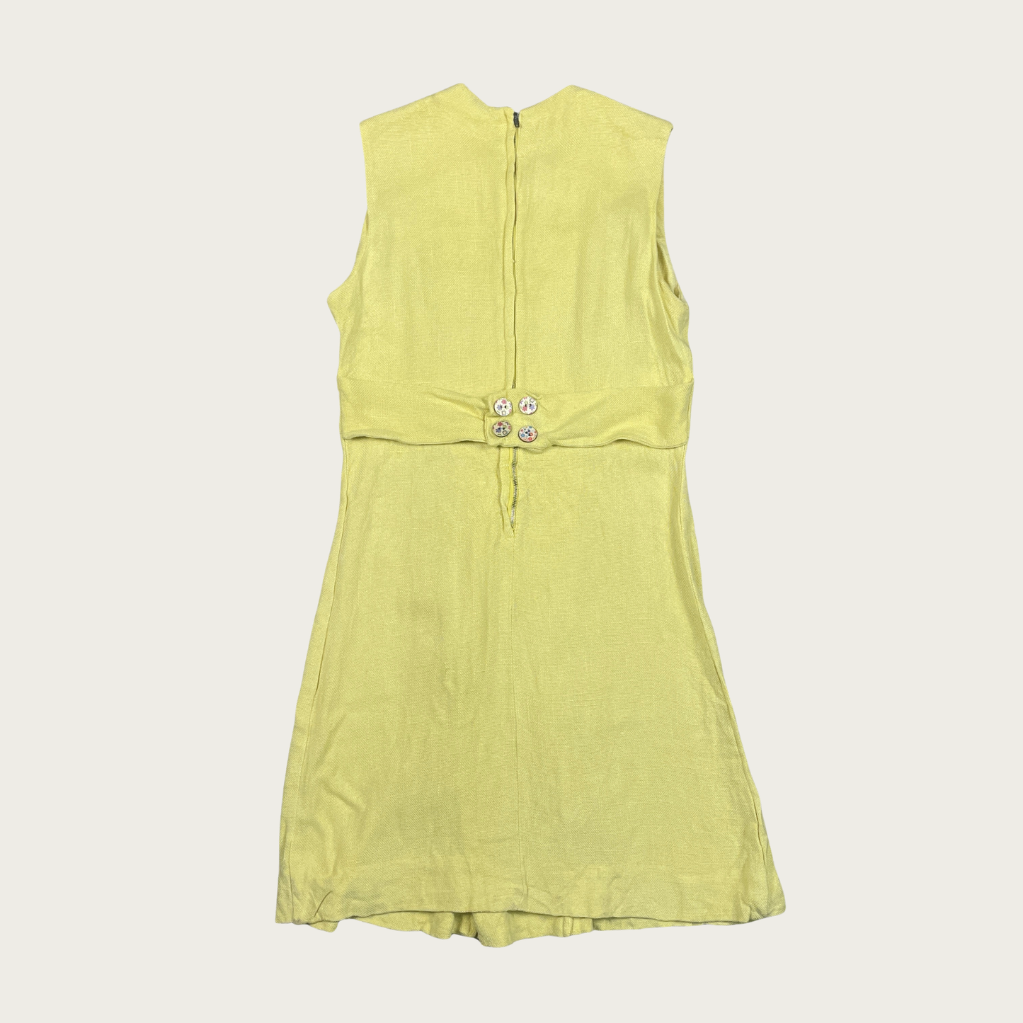(M) 60s Yellow Daisy Applique Dress