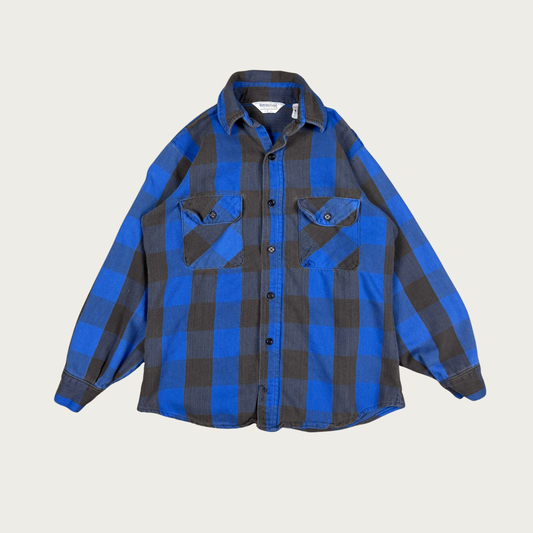 (S) 80s/90s Gray/Blue Distressed Flannel