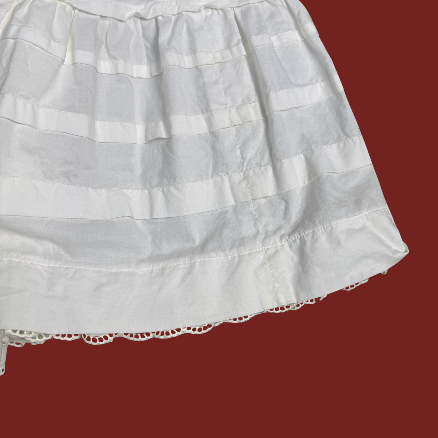 (24") 80s/90s White Eyelet Trim Midi Skirt
