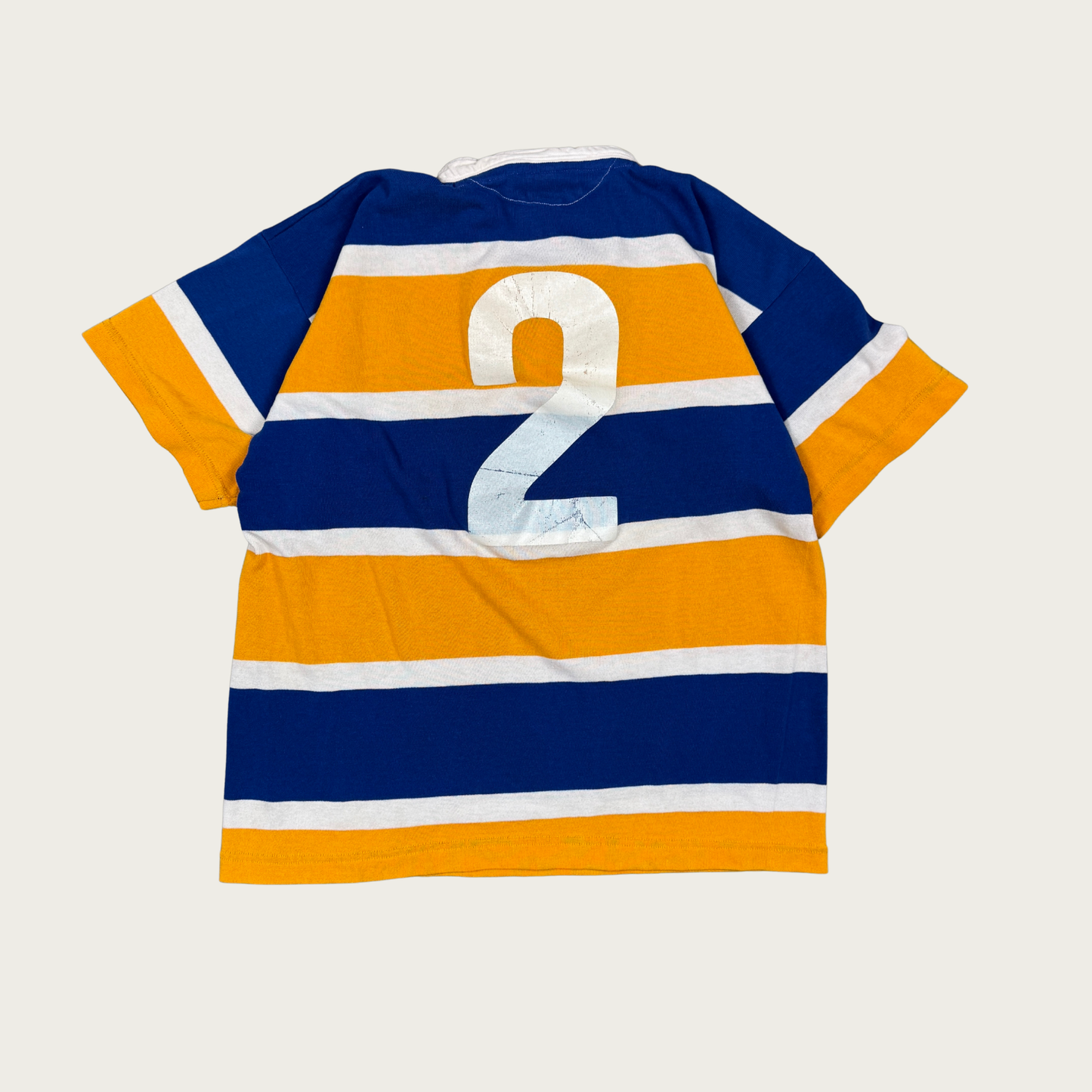 (L) Blue/Yellow Vintage Short Sleeve Rugby Shirt