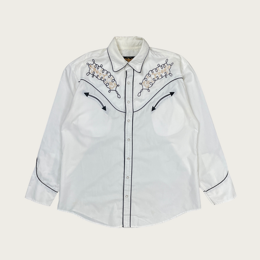 (XL) Western Embroidered Snap Button Shirt