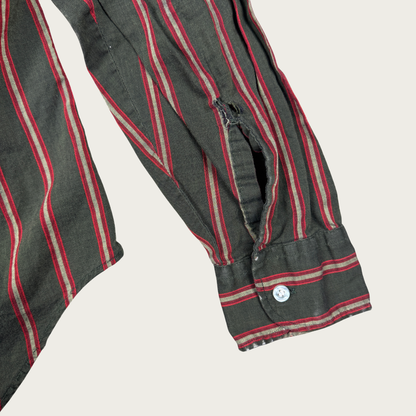 (M) 60s Green/Red Striped Button Up