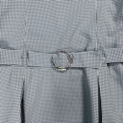 (M) Baby Blue and Black Plaid Drop Waist Mini Dress