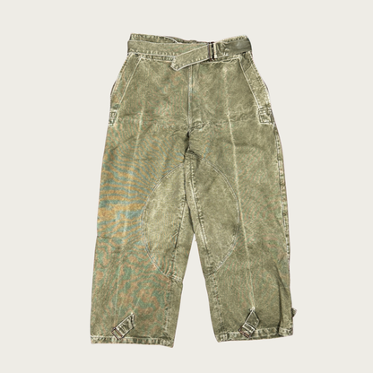 (Up to 34") 1950s French Military Stone Washed Motorcycle Pants