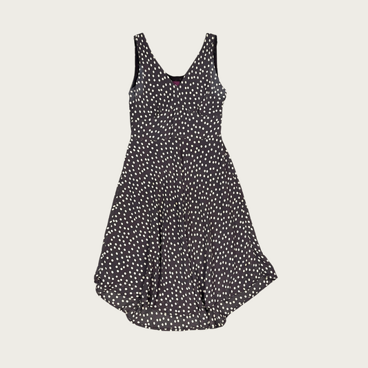 (M) Gray and Cream Polka Dot Midi Dress