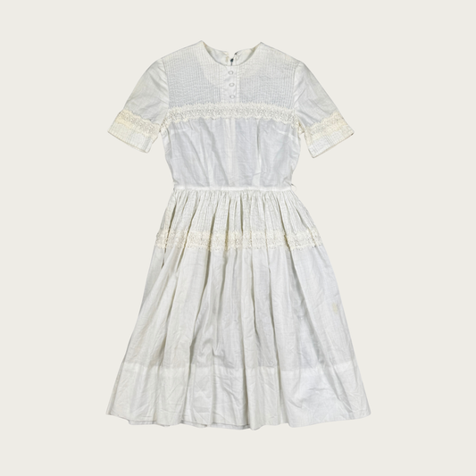 (XXS/XS) 60s/70s White Midi Dress