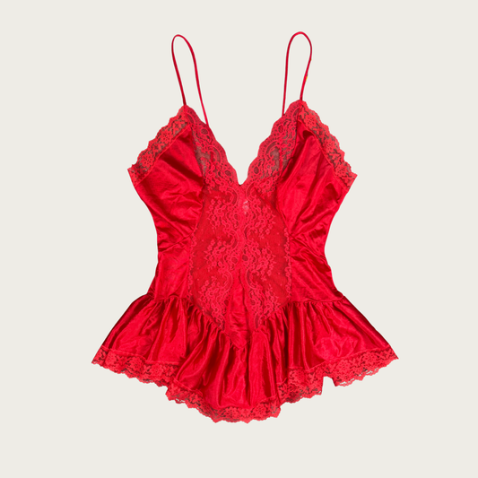 (M) Red Lace Babydoll Slip