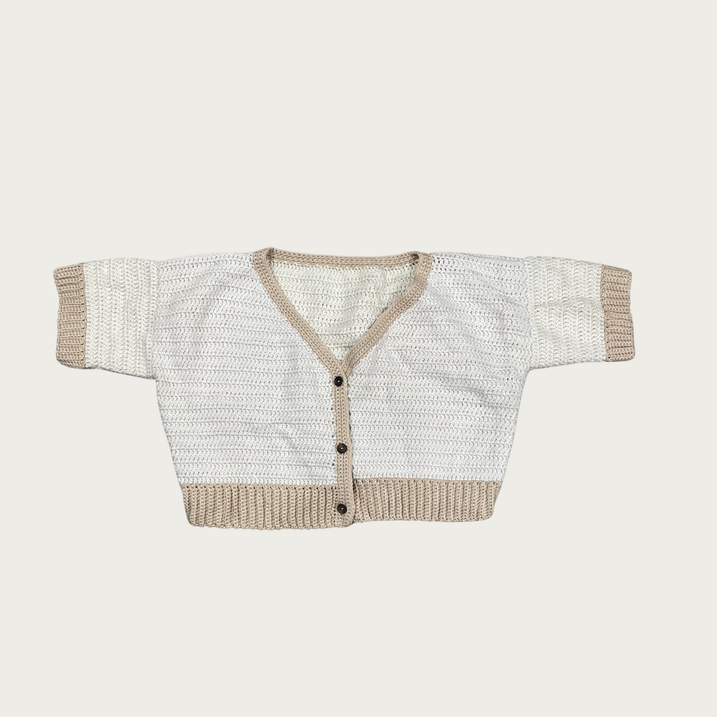 (L) Knit Cropped Short Sleeve Cardigan