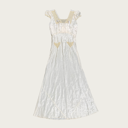 (M) 1930s Satin Cap Sleeve Slip Dress