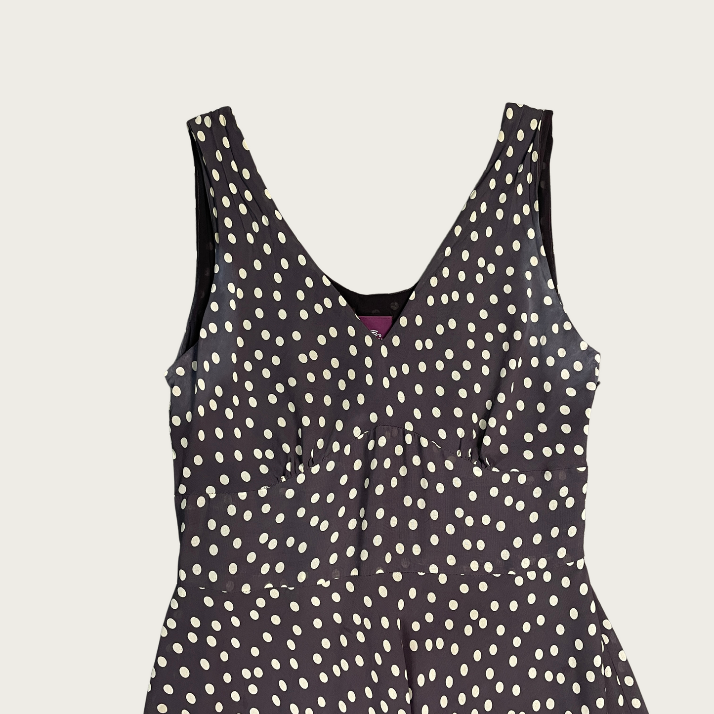 (M) Gray and Cream Polka Dot Midi Dress