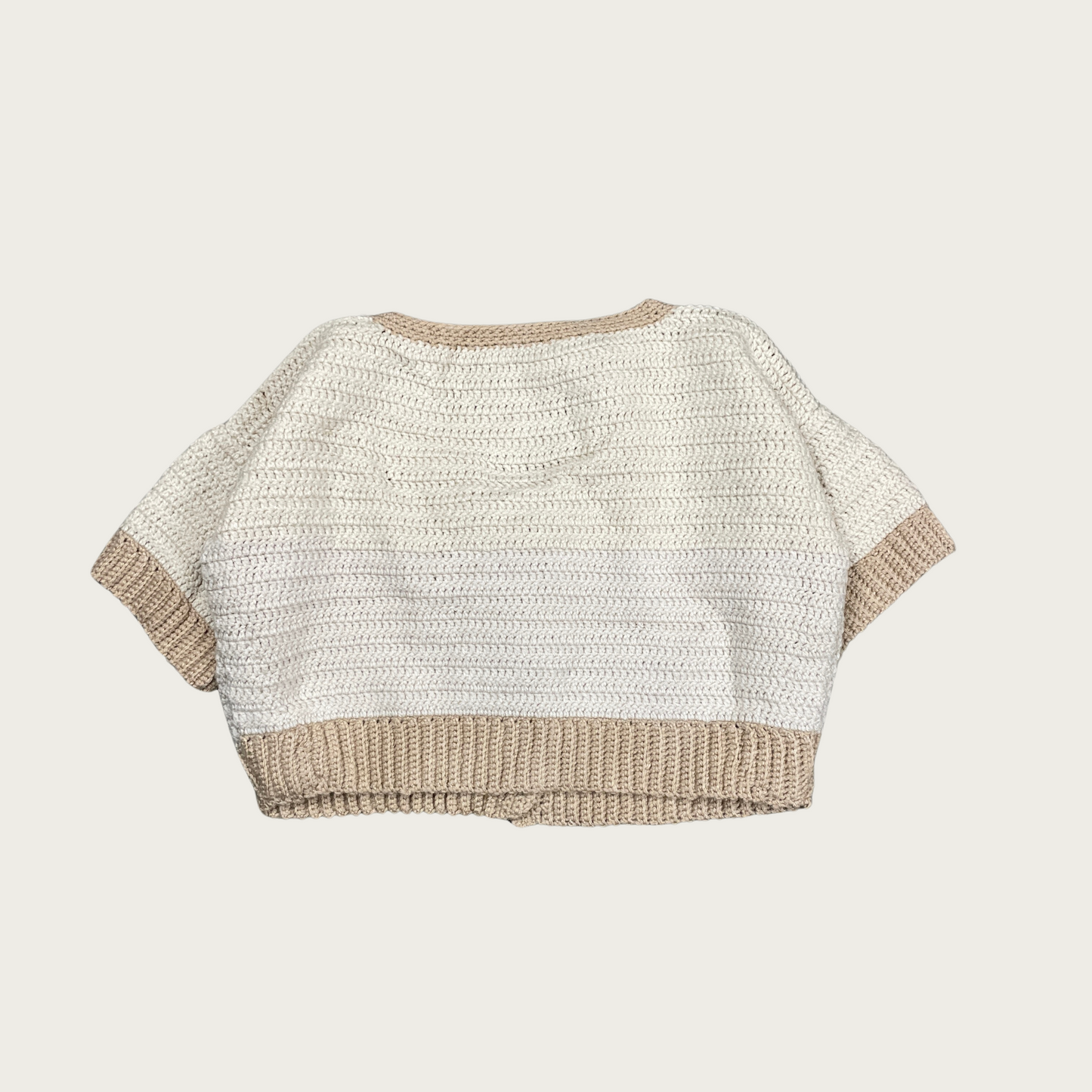 (L) Knit Cropped Short Sleeve Cardigan