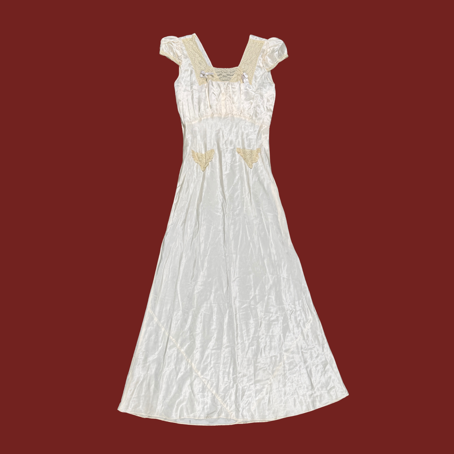 (M) 1930s Satin Cap Sleeve Slip Dress