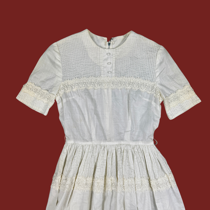(XXS/XS) 60s/70s White Midi Dress