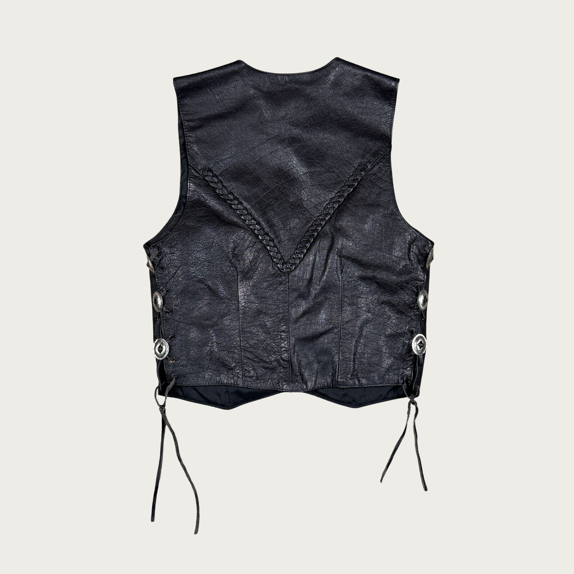 S/M) 80s Leather Lace Up Vest – The Clothing Warehouse S/M) 80s Leather Lace Up Vest – The Clothing Warehouse