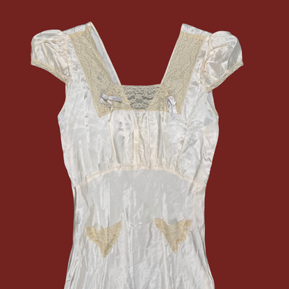 (M) 1930s Satin Cap Sleeve Slip Dress