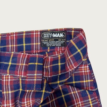 (26") 70s Burgundy/Navy Plaid Bell Bottoms