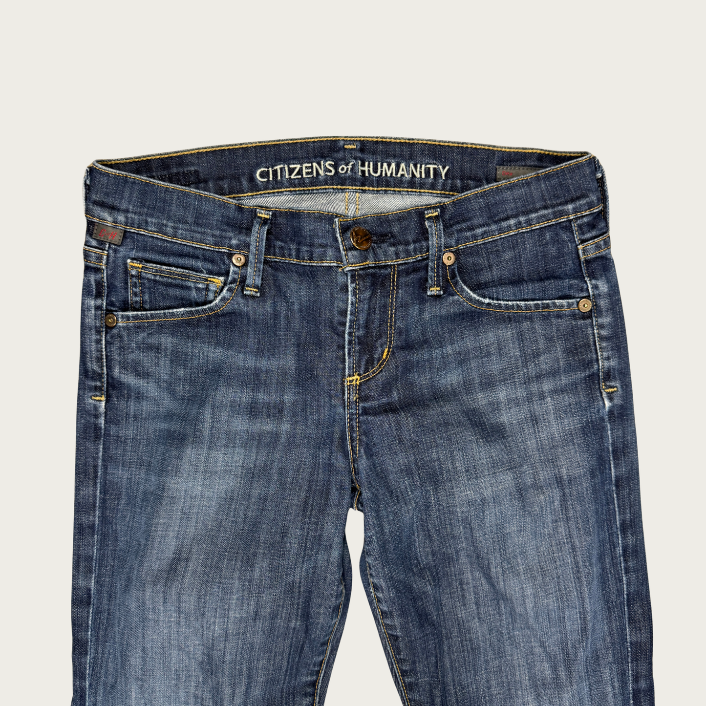 (29") Y2K Paige Low Rise Dark Wash Jeans