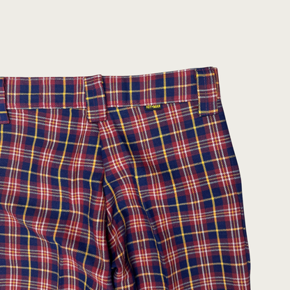 (26") 70s Burgundy/Navy Plaid Bell Bottoms