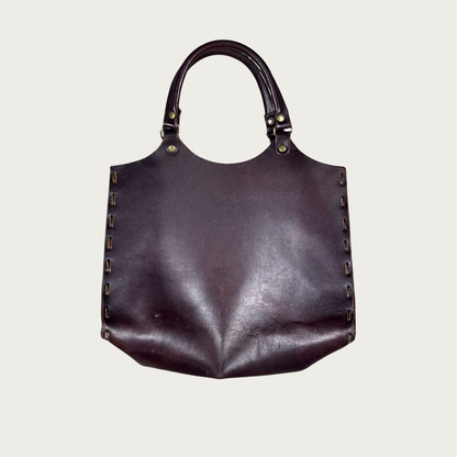 Brown Floral Tooled Leather Vintage Handbag