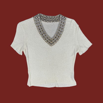 (M/L) 70s/80s Embellished Knit Top