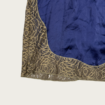 (M) Free People Navy/Green Slip Dress