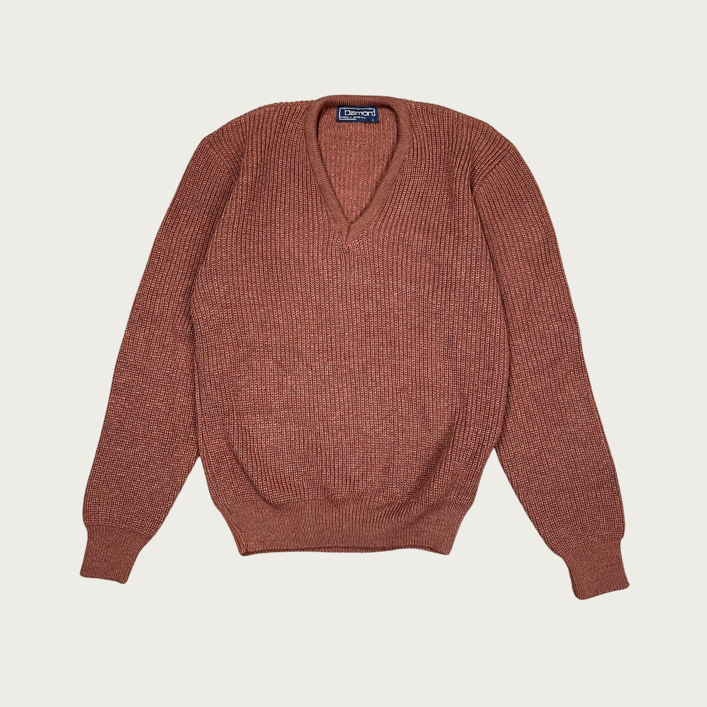 (M) Terracotta V-Neck Sweater