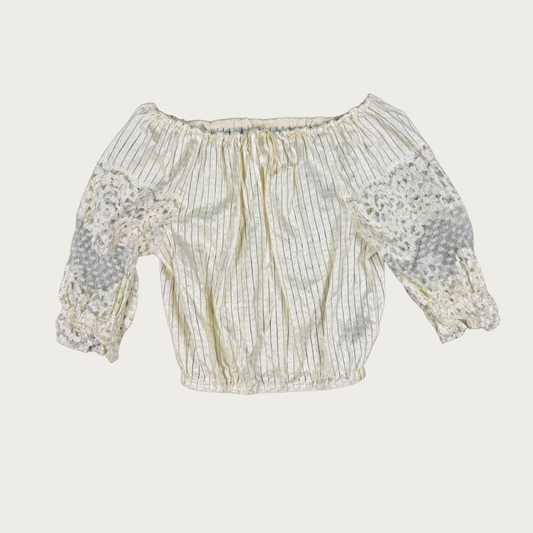 (M) Sheer Lace Off The Shoulder Blouse