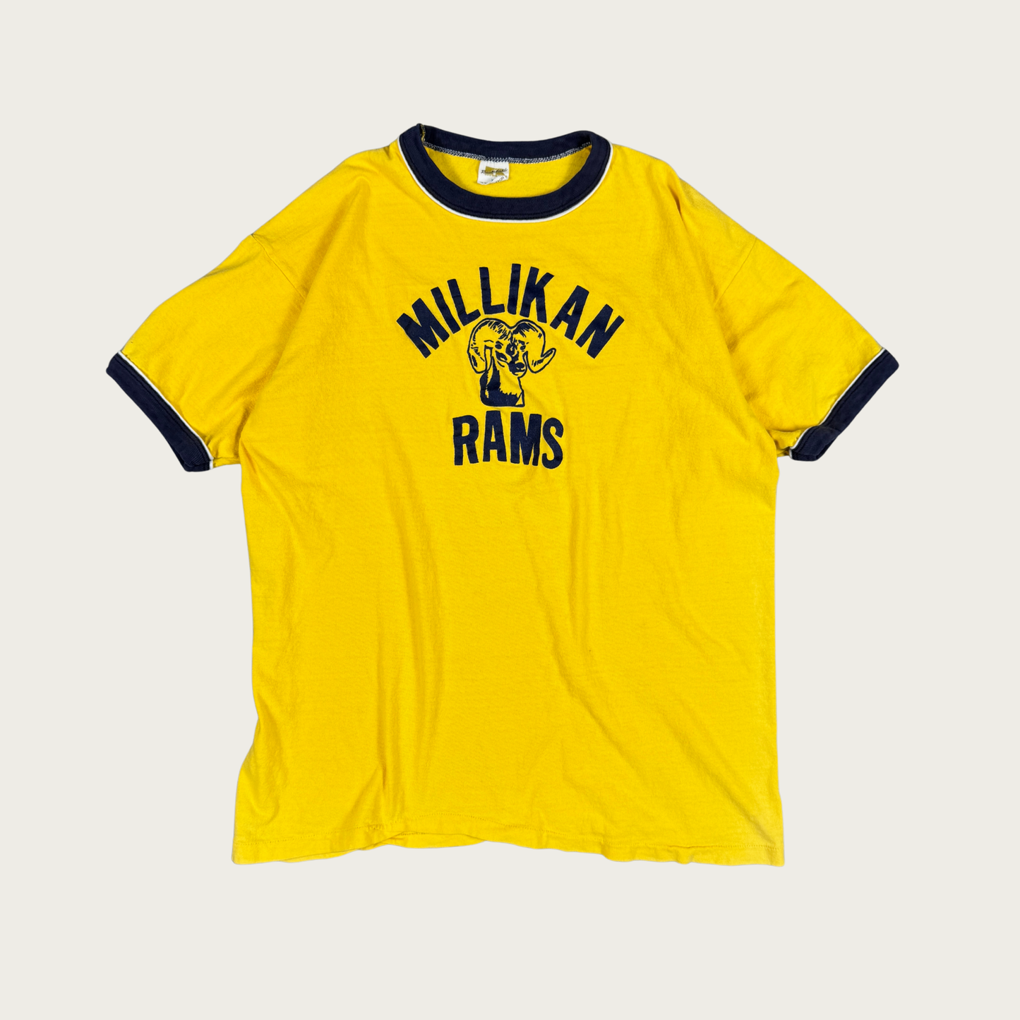 (L/XL) 70s/80s Millikan Rams Ringer Tee