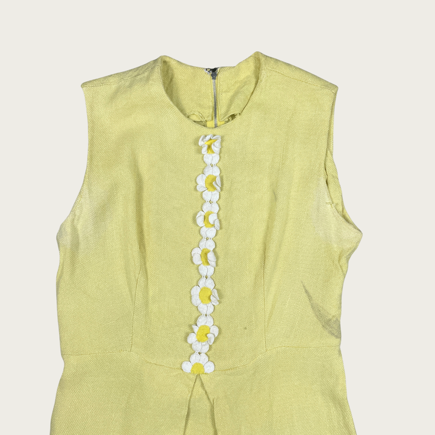(M) 60s Yellow Daisy Applique Dress