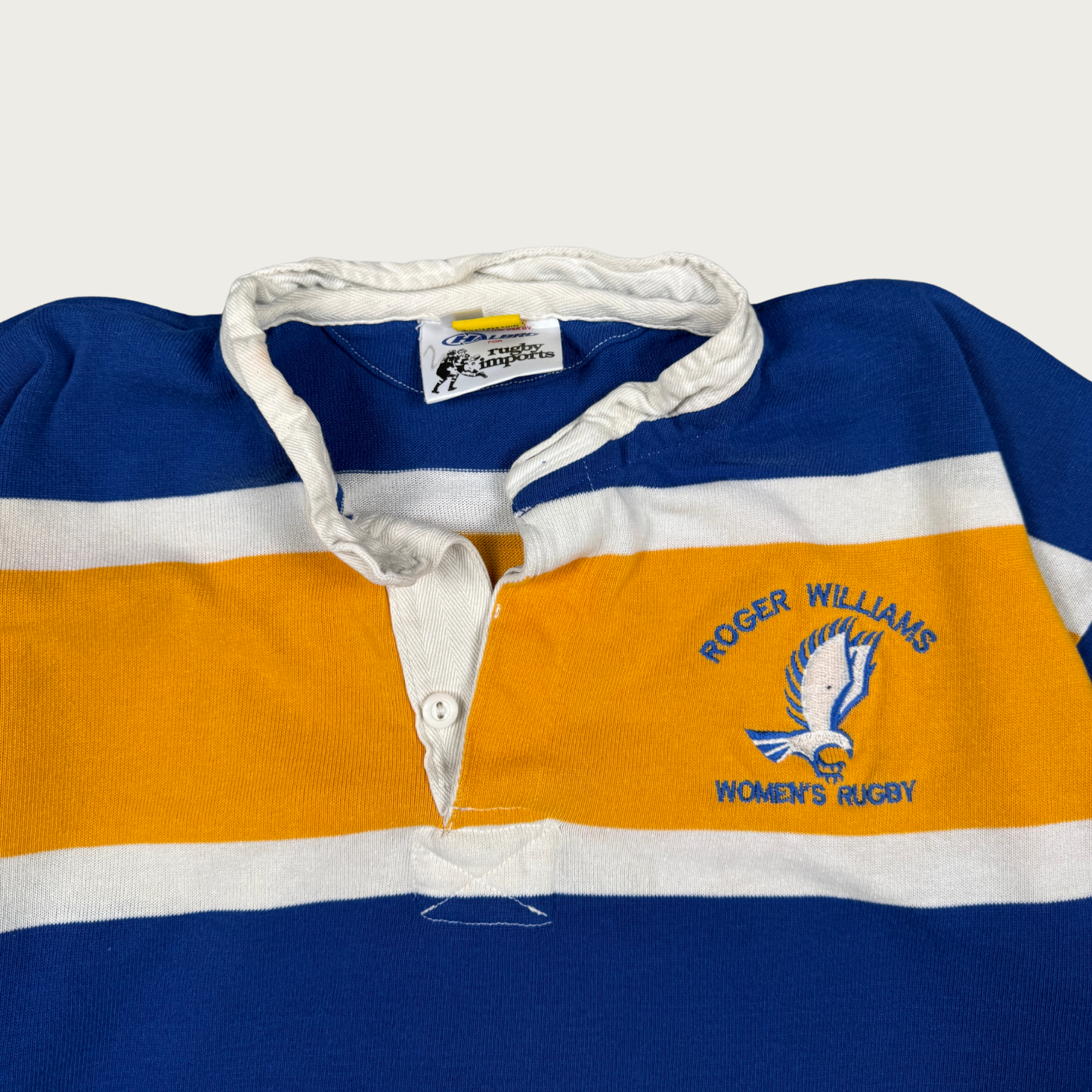 (L) Blue/Yellow Vintage Short Sleeve Rugby Shirt