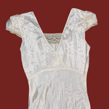 (M) 1930s Satin Cap Sleeve Slip Dress
