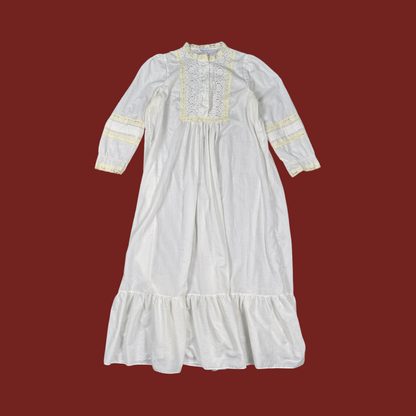 (M) White Cotton Maxi Nightgown