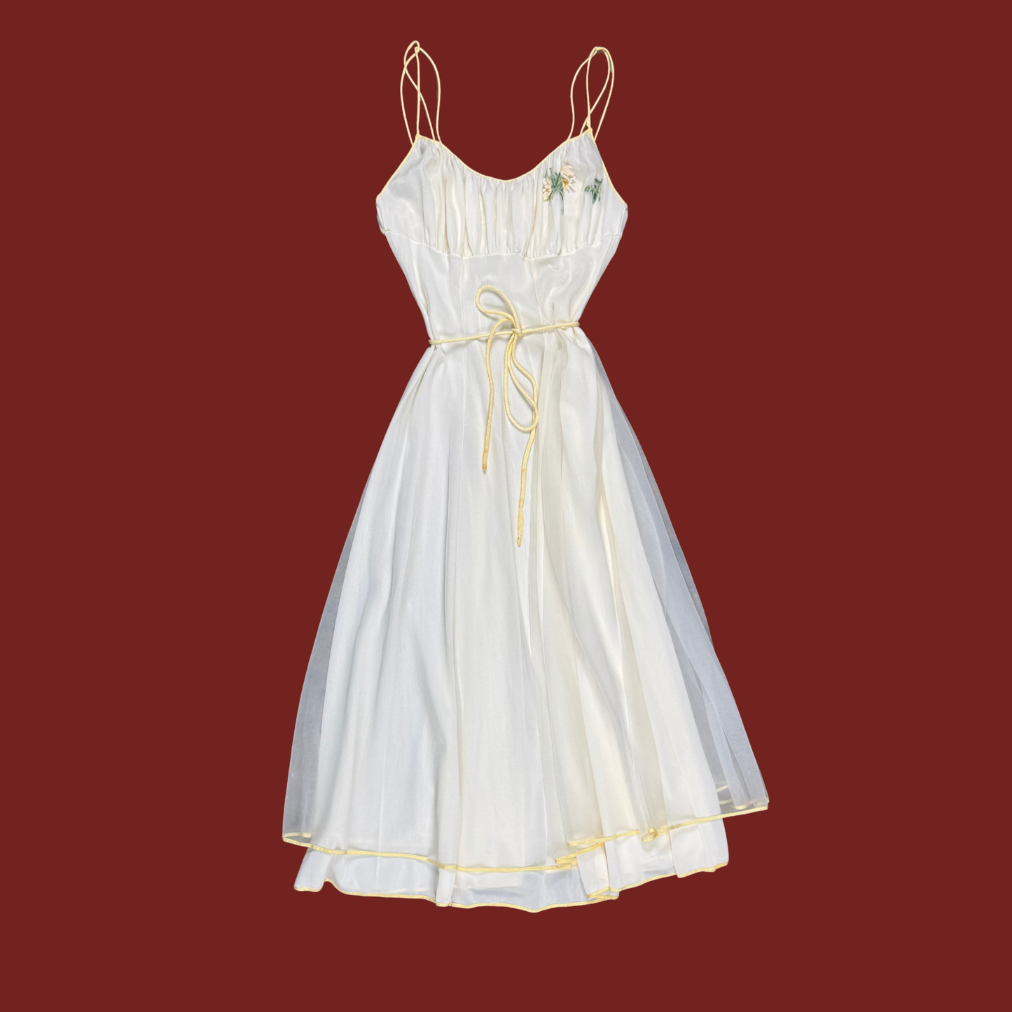 (M) 60s Light Yellow Slip Dress