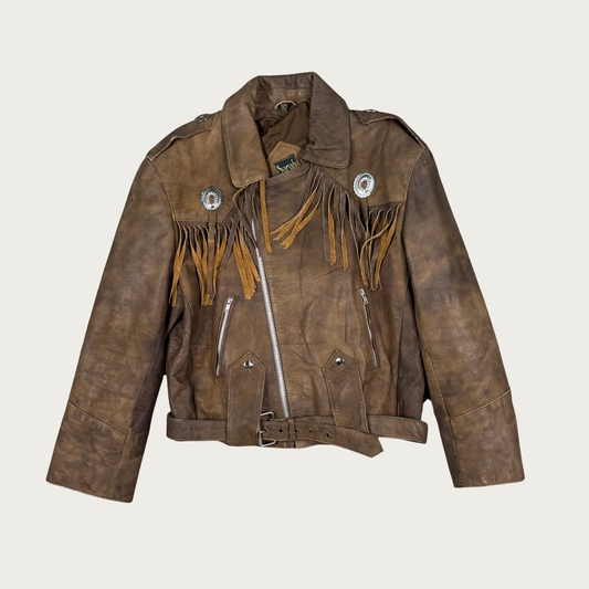 (XL) 80s/90s Fringe Leather Jacket