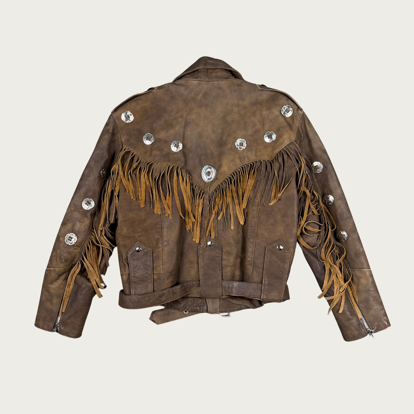 (XL) 80s/90s Fringe Leather Jacket
