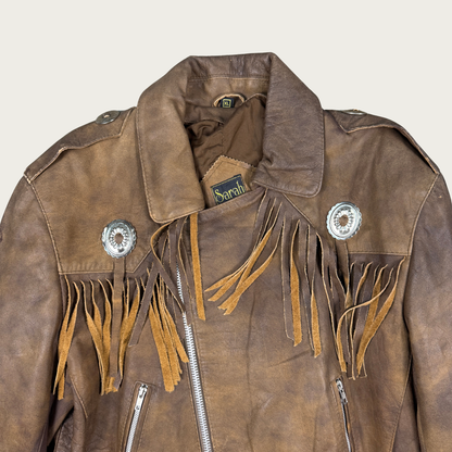 (XL) 80s/90s Fringe Leather Jacket