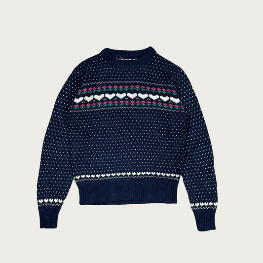 (S) Fair Isle Heart Sweater